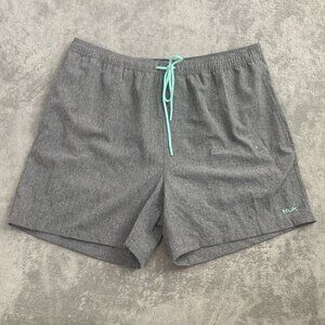 Huk Fishing Pursuit Volley Swim Shorts Mens XL Gray 5” Lined Stretch Solid Fish